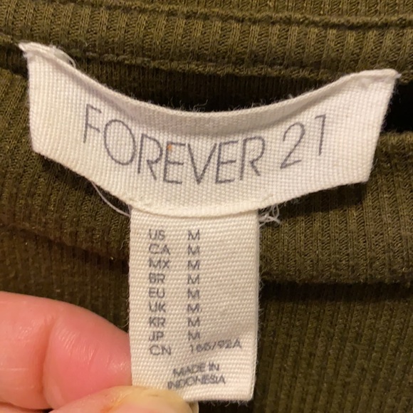2/$10  Forever 21 Olive Green Tee - Picture 3 of 4